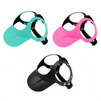 Lyypet pet sun visor hat close-up showing blue, pink and black color options