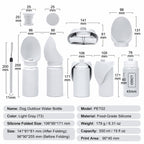 Dimension chart for light gray 550ml foldable dog outdoor water bottle